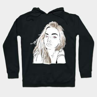 Beautiful girl looking at you - Brown Black Hoodie